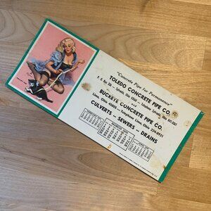 Vtg Gil Elvgren Pin Up Girl 'Purrty Pair' Blotter Salesman Sample 1970